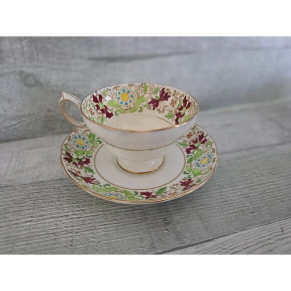 Antique Hammersley Teacup & Saucer Set Grandmothers Rose Pattern - Picture 1 of 7